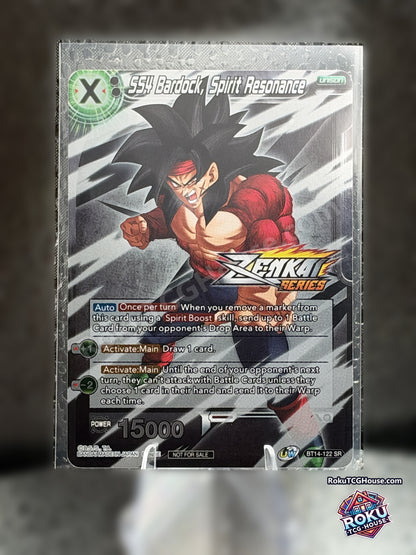SS4 Bardock, Spirit Resonance Event Pack 10, Alternate Foil BT14-122 Near Mint front - RokuTCGHouse - background blurred