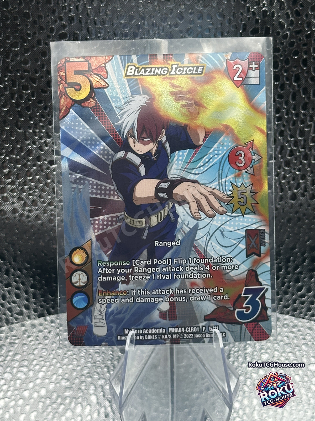 Blazing Icicle MHA04-CLR01 P 5/11 UniVersus My Hero Academia promo card front, Near Mint