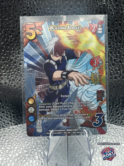 Blazing Icicle MHA04-CLR01 P 5/11 UniVersus My Hero Academia promo card front, Near Mint