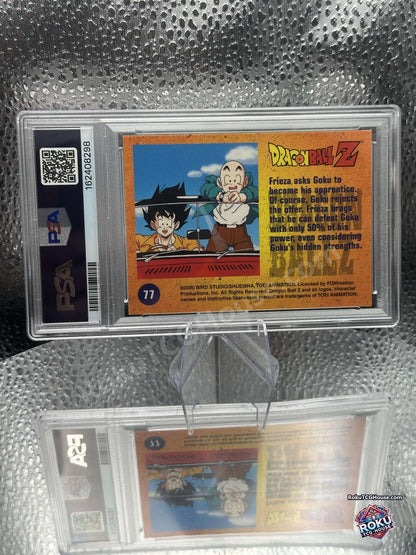 Back of the card showing the Frieza apprentice story text and PSA cert 162408298