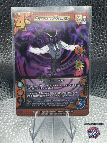 Dignified Display 021/108 UniVersus My Hero Academia League of Villains card front, Near Mint