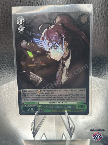 R&D Shot Dolla Super Rare Weiss Schwarz card from GODDESS OF VICTORY NIKKE, front view