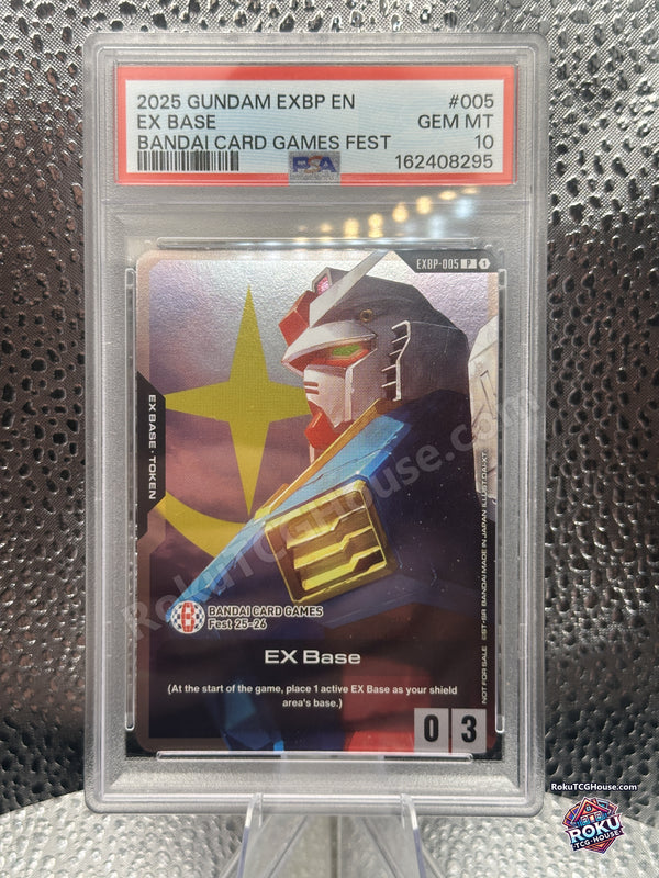 EX Base EXBP-005 Bandai Card Games Fest 25-26 Gundam Card Game promo token graded PSA 10 Gem Mint, front of slab