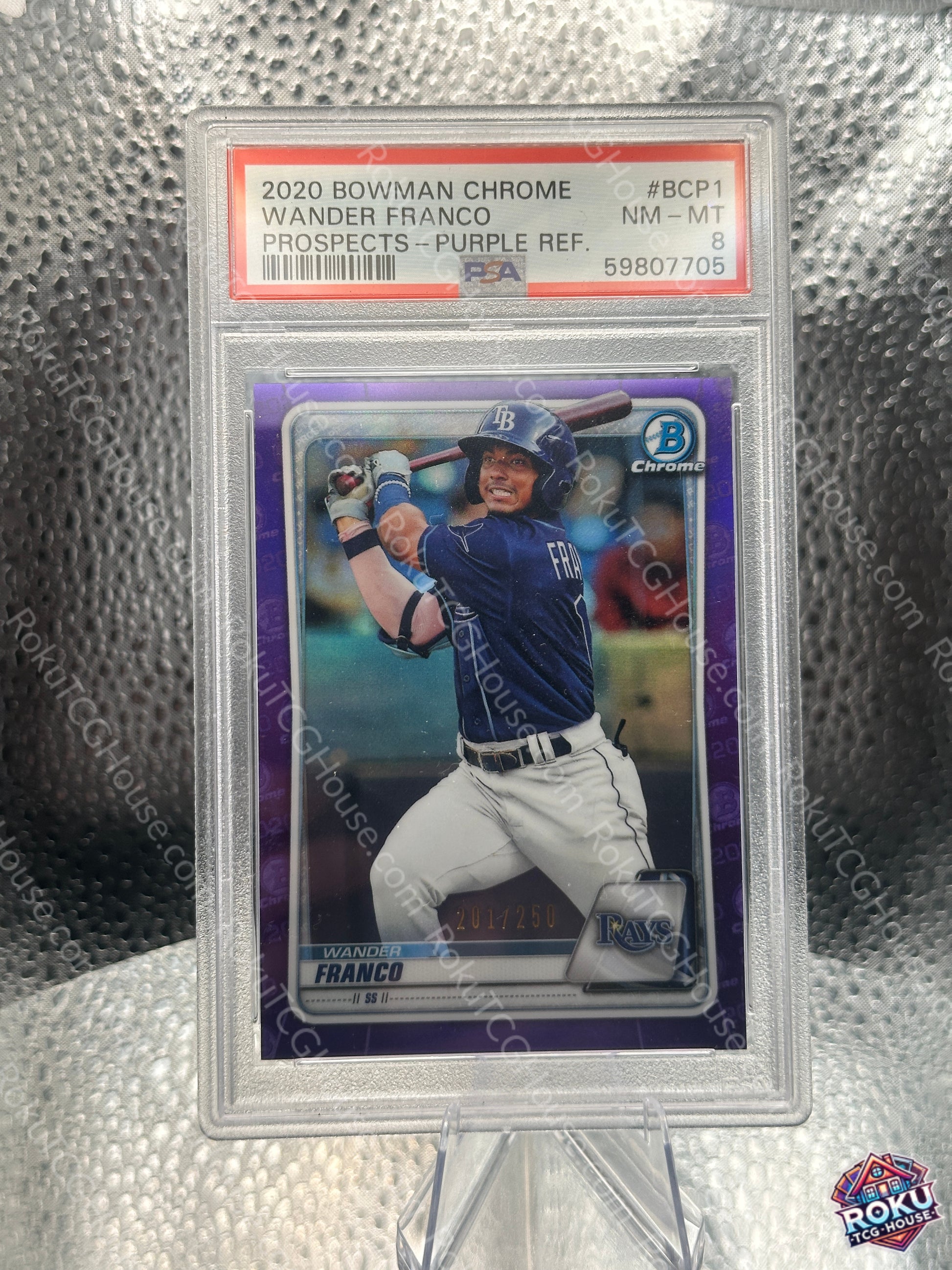 Wander Franco 2020 Bowman Chrome Purple Refractor #BCP1 PSA 8 - front