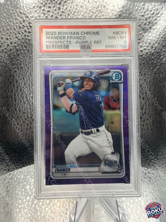 Wander Franco 2020 Bowman Chrome Purple Refractor #BCP1 PSA 8 - front