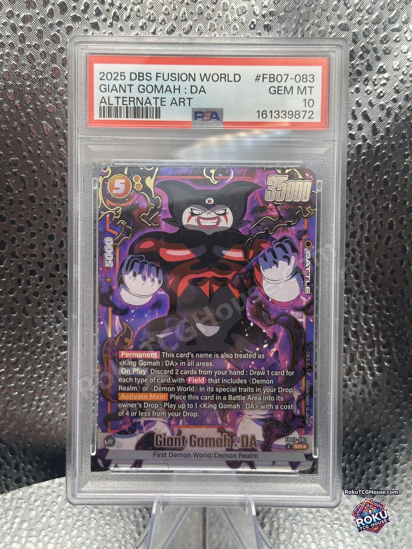 Giant Gomah DA Alternate Art FB07-083 Wish For Shenron Dragon Ball Super card graded PSA 10 Gem Mint, front of slab
