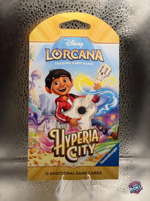 Disney Lorcana Hyperia City sleeved 12-card booster pack