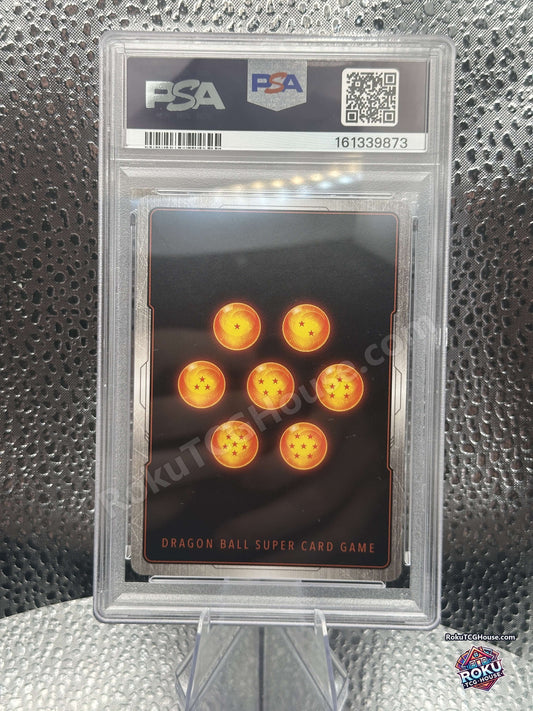 Back of PSA 10 slab showing Dragon Ball Super Card Game card back and PSA cert 161339873
