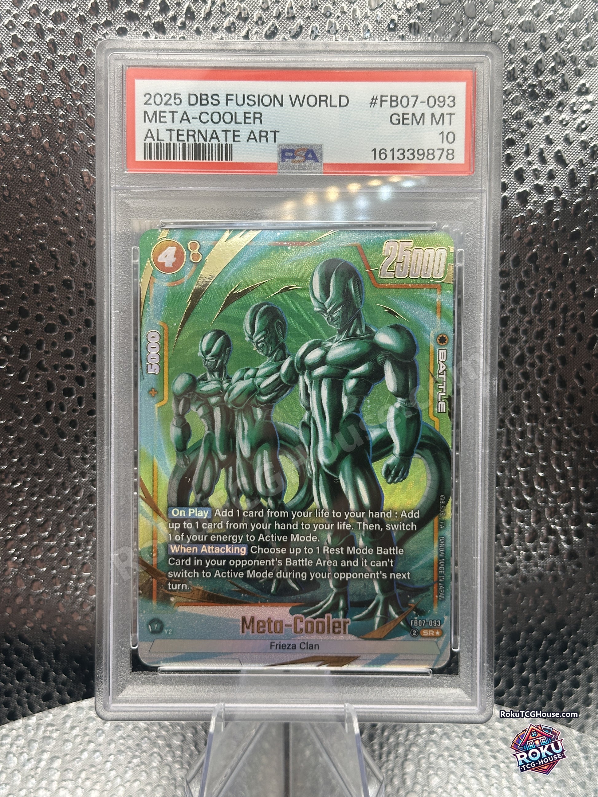 Meta-Cooler Alternate Art FB07-093 Wish For Shenron Dragon Ball Super card graded PSA 10 Gem Mint, front of slab