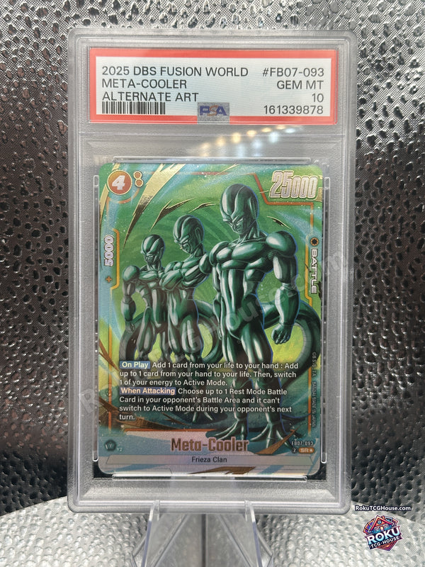 Meta-Cooler Alternate Art FB07-093 Wish For Shenron Dragon Ball Super card graded PSA 10 Gem Mint, front of slab
