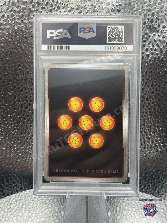 Back of PSA 10 slab showing Dragon Ball Super Card Game card back and PSA cert 161339878