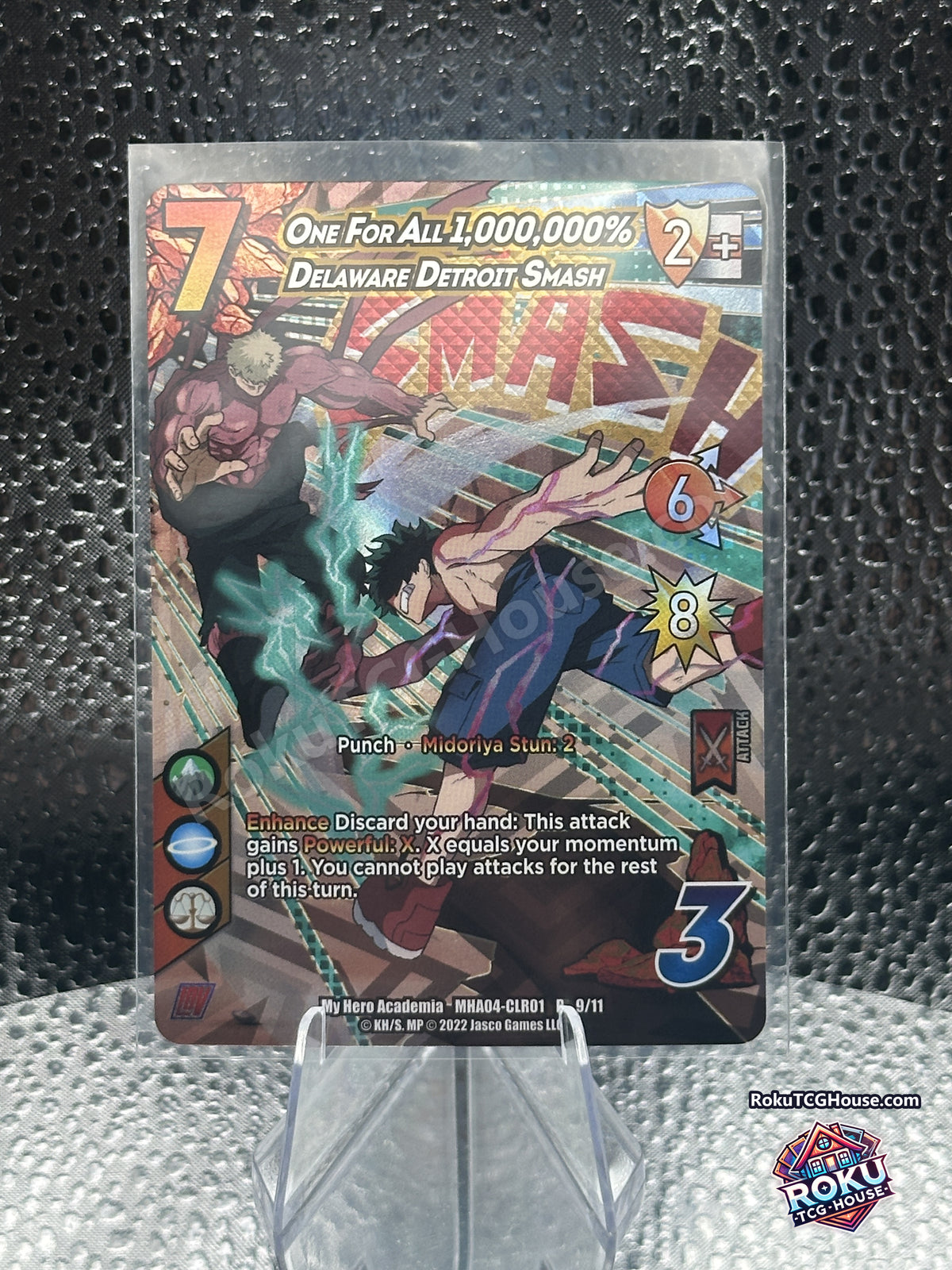 One For All 1,000,000% Delaware Detroit Smash MHA04-CLR01 P 9/11 UniVersus promo card front, Near Mint