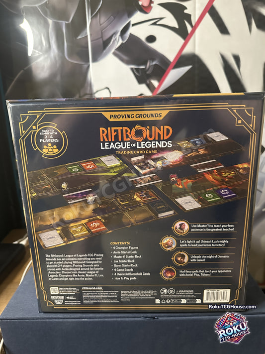 Riftbound League of Legends TCG Proving Grounds box set, angled view
