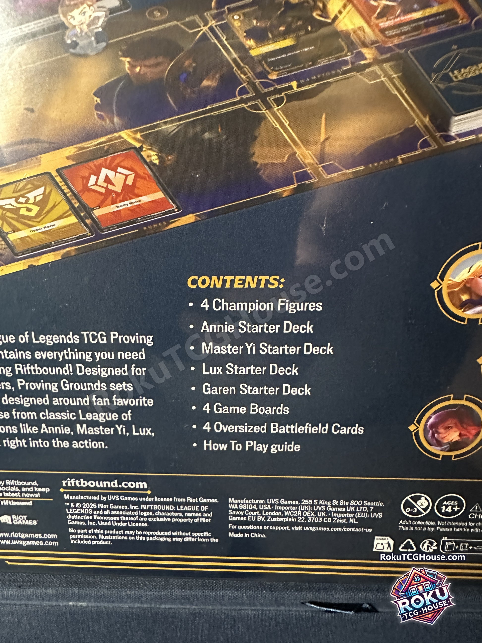 Riftbound League of Legends TCG Proving Grounds box set, back panel