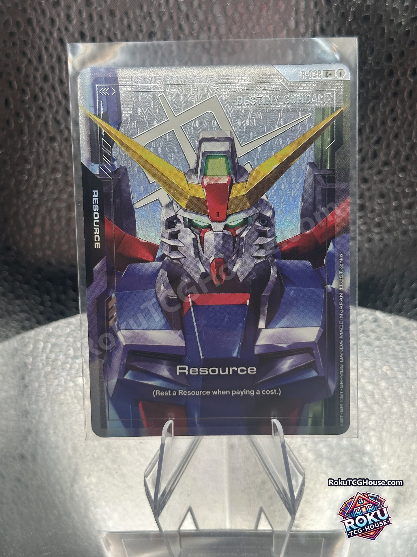 Resource R-038 Phantom Aria Gundam card, Destiny Gundam foil art, front