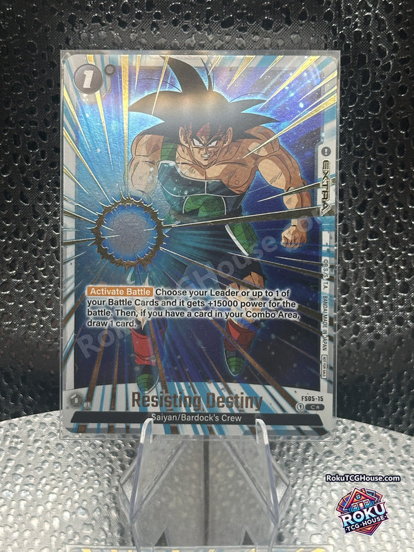 Resisting Destiny FS05-15 Dragon Ball Super Fusion World holofoil promo card featuring Bardock, front