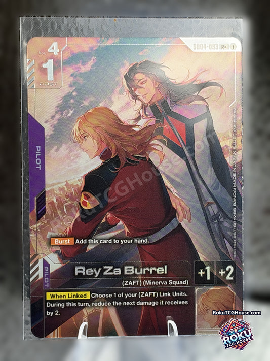 Rey Za Burrel R+ GD04-093 Near Mint front - RokuTCGHouse - background blurred
