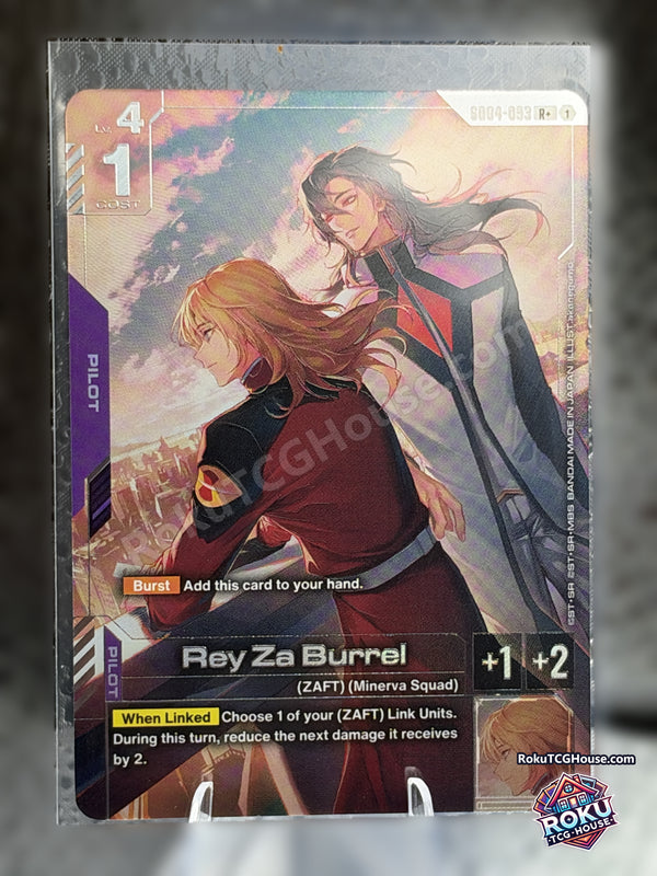 Rey Za Burrel R+ GD04-093 Near Mint front - RokuTCGHouse - background blurred