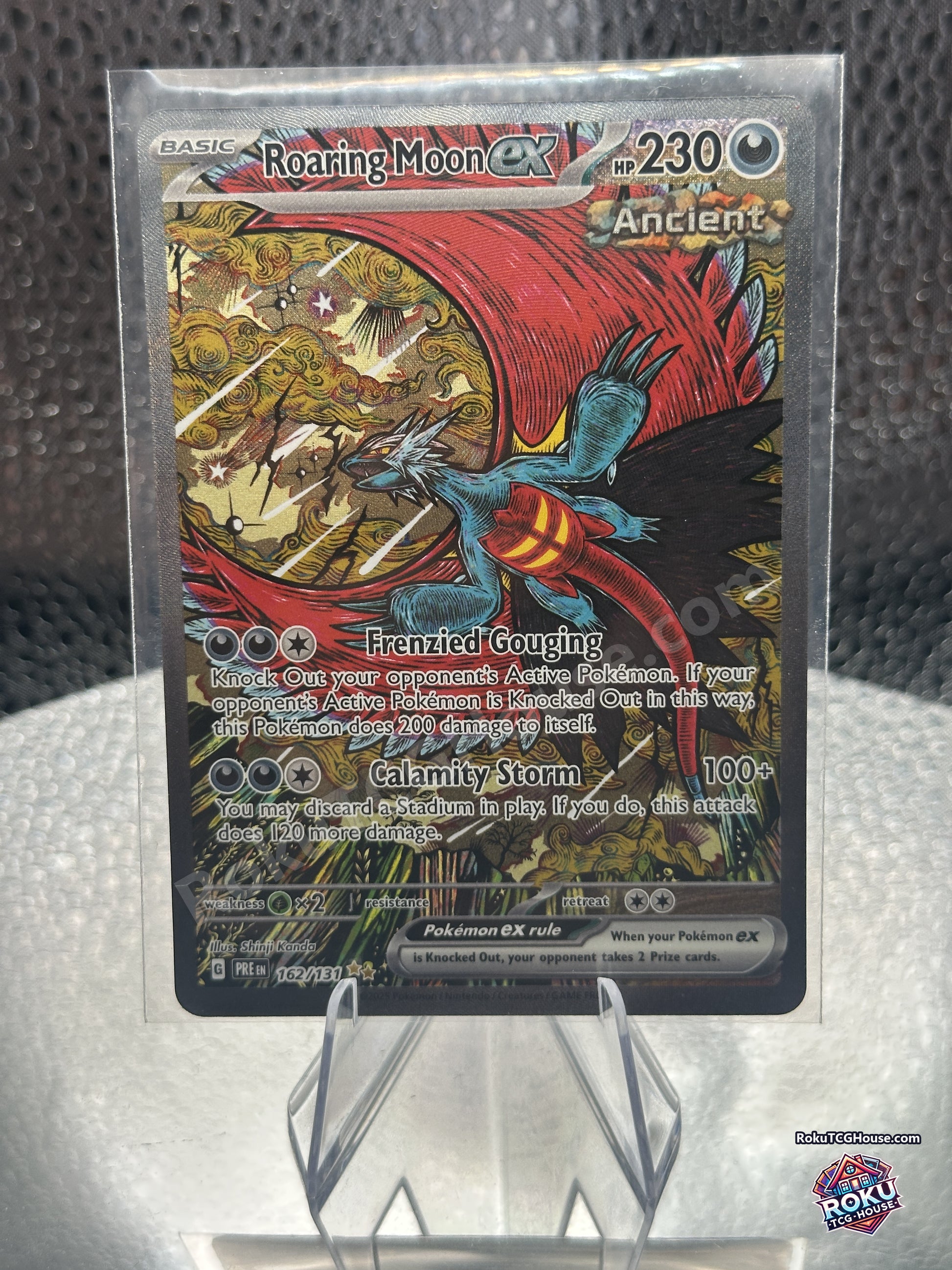 Roaring Moon ex 162/131 Special Illustration Rare from Prismatic Evolutions, front view