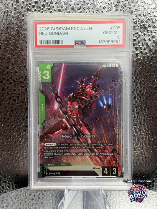 Red Gundam ST06-005, PSA 10 cert 167058691, front - RokuTCGHouse watermarked photo