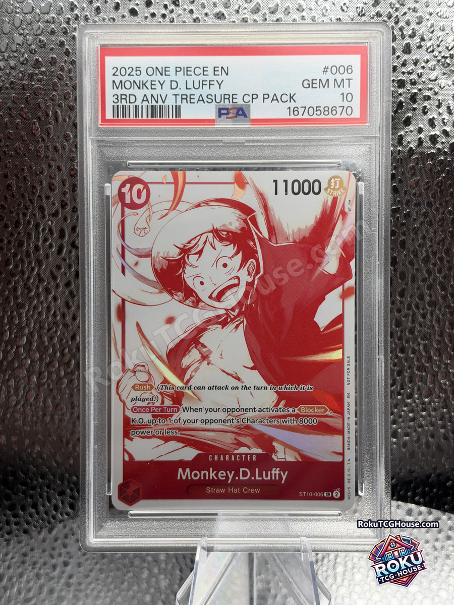 Monkey D. Luffy ST10-006, PSA 10 cert 167058670, front - RokuTCGHouse watermarked photo
