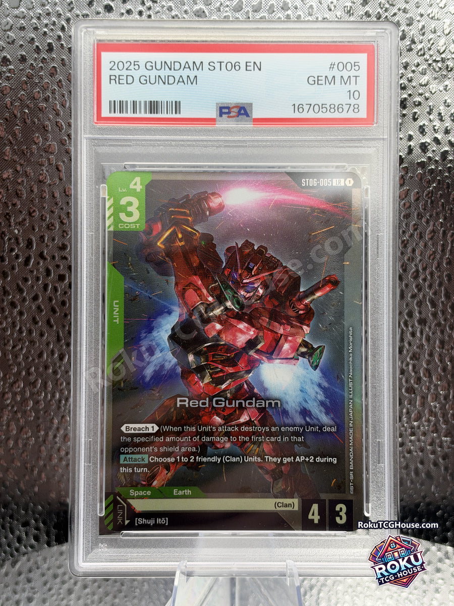 Red Gundam ST06-005, PSA 10 cert 167058678, front - RokuTCGHouse watermarked photo