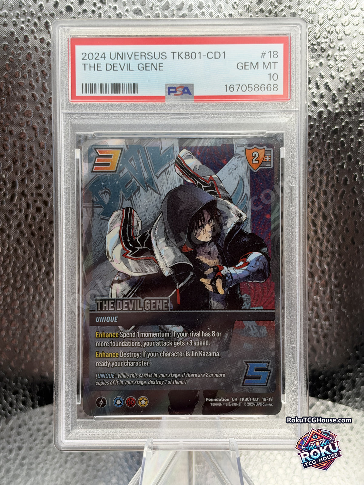 The Devil Gene 18/19, PSA 10 cert 167058668, front - RokuTCGHouse watermarked photo