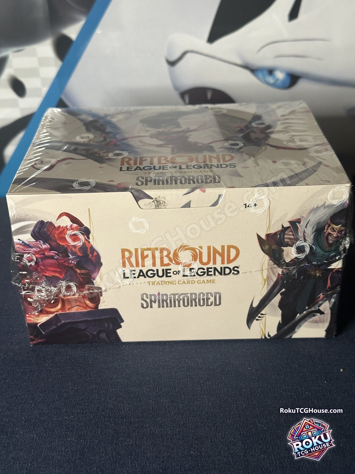 Riftbound League of Legends TCG Spiritforged sealed booster display box, angled view