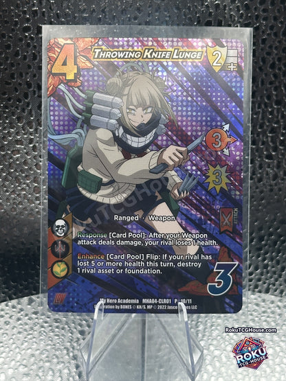 Throwing Knife Lunge MHA04-CLR01 P 10/11 UniVersus My Hero Academia promo card front, Near Mint