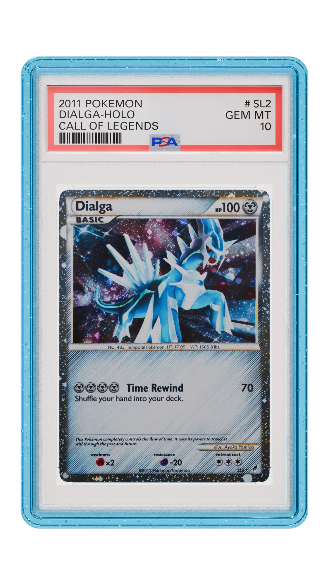 Blue Glitter Graded Guard on an example PSA slab